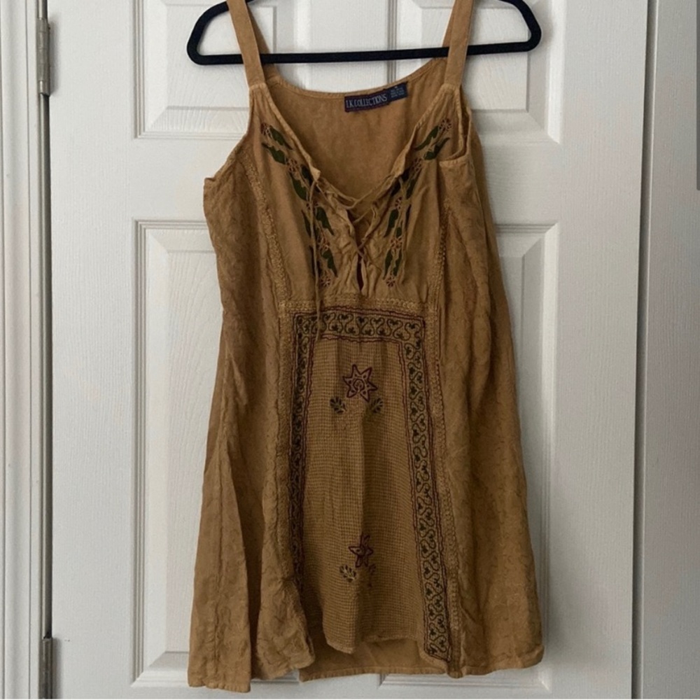 Corset festival/hippie mini dress with embroidery